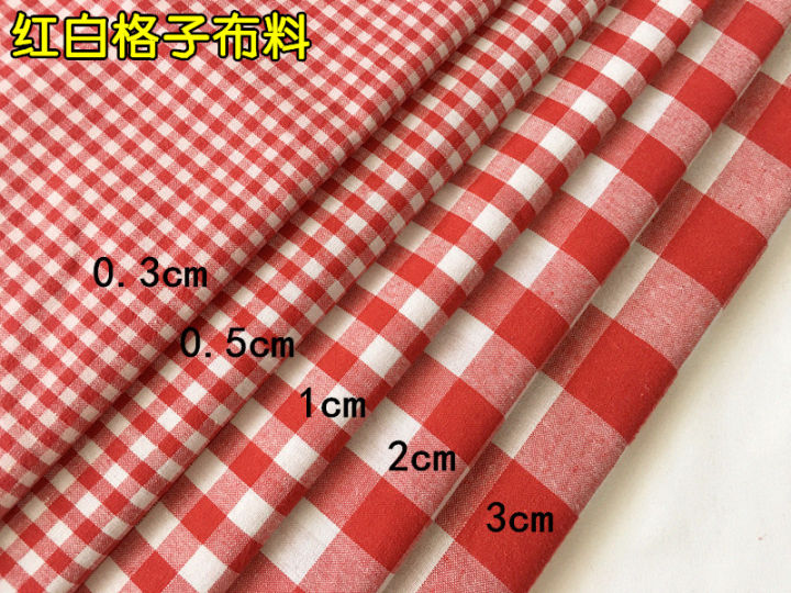 Cotton%20Plaid%20Cloth%20Clothing%20Fabric%20Black%20and%20White%20Red%20White%20Small%20Check%20Shirt%20Tablecloth%20Curtain%20Handmade%20DIY%20Fabric%20-%20Image%204