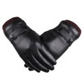 2022 New Style men winter removable anti-slip thick touchable faux leather gloves.