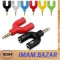 3.5 mm Jack Splitter 2 Male 1 Female (U-Shape) 1 mic 1 headphone..