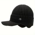 1pc Men's Unfleeced Autumn And Winter Knitted Hat With Ear Protection For Cycling , Ideal choice for Gifts. 