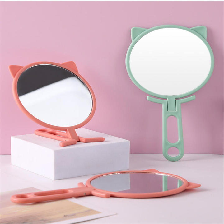 plastic%20Hand-held%20makeup%20mirror%20Magnifying%20lens%20Portable%20mirror%20Folding%20handle%20make-up%20mirror%20for%20Travel%20Daily%20makeup%20routine%20-%20Image%205