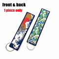 JDM Car Fabric Keychain Key Ring Hokkaido waves Key Tag Kanagawa Surfing Embroidered Key Chain Man Automotive Accessories.