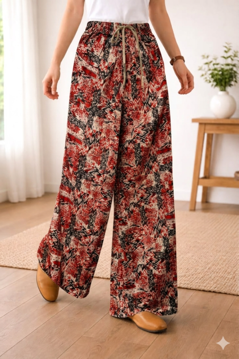 Cotton Viscose Loose Fit Flared Wide Palazzo Plazo Pants for Women