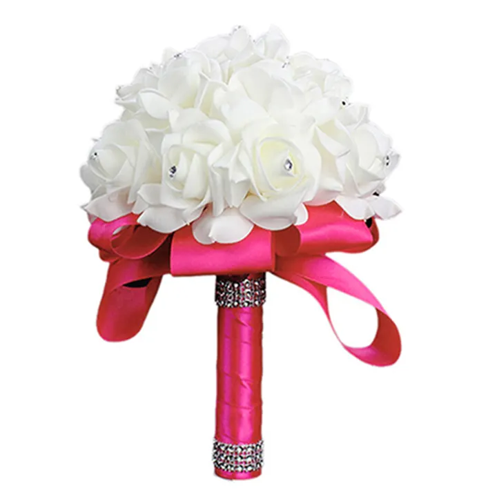 1%20Bouquet%20Bride%20Wedding%20Party%20Bridesmaid%20Rhinestone%20Decor%20Foam%20Artificial%20Flower%20-%20Image%202