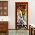 Horse Door Sticker Door cover Self-adhesive Wallpaper Kitchen Wall poster Deer Home Decoration Mural pvc. 