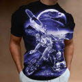 American Eagle Pattern Men'S Tees 3D Motorcycle Printing T-Shirt Short Sleeve Retro Top Summer Men's Clothing Oversized Blouse. 