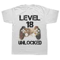 Level 18 Unlocked 18th Birthday 18 Year Old Gamer Boys T Shirts Graphic Cotton Streetwear Adult Gifts Summer Style T-shirt. 