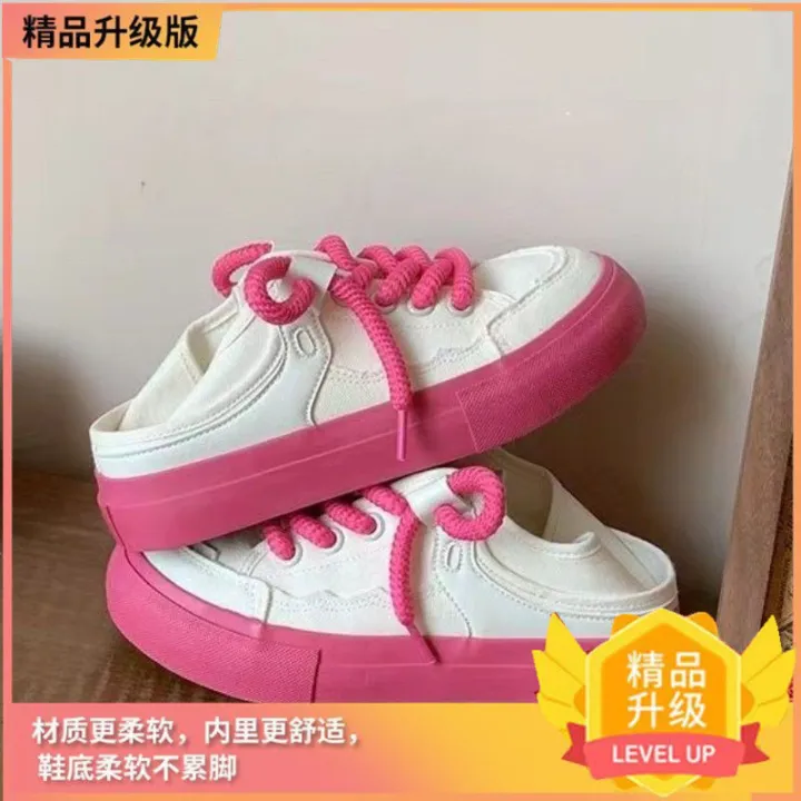 Original%20Design%20Canvas%20Shoes%20for%20Women%20New%20Thin%20Internet%20Celebrity%20Half%20Slippers%20Casual%20Women's%20Shoes%20All-Match%20White%20Shoes%20for%20Women%20Summer%20Shoes%20-%20Image%204
