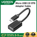 UGREEN US133(10396)  Micro USB Male to USB-A  Female Cable with OTG  Nickel Plating 15cm (Black) - Micro USB 2.0 OTG Adapter Cable - 480Mbps Data Transfer - Durable PVC Jacket - Plug & Play. 