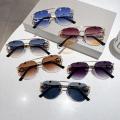 Vintage Rimless Sunglasses Men Women Trendy Aviator Gradient Shades Sun Glasses Fashion New Double Bridge UV400 Eyewear. 