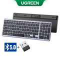 UGREEN Membrane Keyboard Slim Compact Wireless Bluetooth with Media Hotkeys for Windows iOS iPad OS Android Computer Desktop Laptop Surface Tablet.