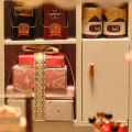 Wooden Toy Miniature Doll House Kit Chocolate Shop DIY LED Light Dollhouse Doll House Kids Gift Toys.