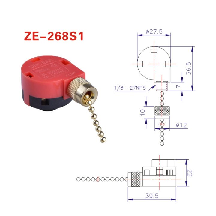 NCANRUI%203Pcs%20Ceiling%20Fan%20Switch%203%20Speed%204%20Wire%20ZE-268S1%20Fan%20Pull%20Chain%20Switch%20Replacement%20Speed%20Control%20Switch%20Chandelier%20Switch%20-%20Image%203