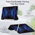 Case For Apple iPad Pro 11 inch 4th/3rd/2nd/1st Generation 2022/2021/2020/2018, Slim Trifold Stand Soft TPU Back Cover with Built-in Pencil Holder [Auto Sleep/Wake] Black - Navy Blue. 