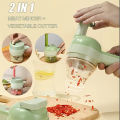 4 In 1 Handheld Electric Vegetable Cutter Wireless Chop Garlic Mash Minced Slice Onion Cutting Multifunctional Cooking Gadget.