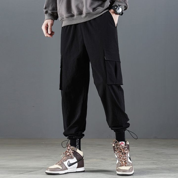 RUPPSHCH%20Spring%20And%20Summer%20New%20Men%20Casual%20Fashion%20Solid%20Color%20Beamed%20Straight%20Cargo%20Pants%20Men%20Trend%20Multi-cket%20Pants%20-%20Image%204