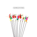 Pet Cat teasing spring stick toys with feather tease cat and kitty.