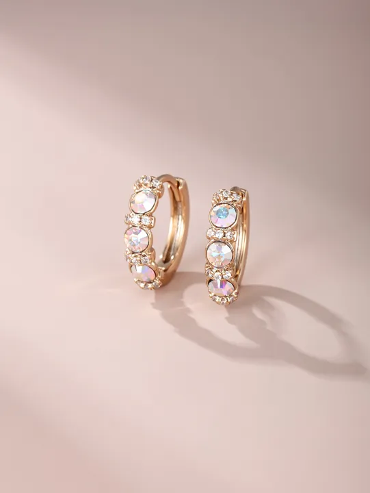 Xuping%20jewelry%20manufacturers%20wholesale%20fashion%20alloy%20earrings%20Korean%20niche%20single-row%20crystal%20hoop%20earring%20earrings%20-%20Image%203