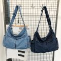 Denim Crossbody Bags for Women Japanese Style Unisex Casual Pocket Books School Bag for Students Shoulder Bags Large Jeans Bag. 
