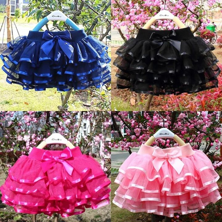 Baby Girl Tutu Mini Skirt Kids Princess Rainbow Pettiskirts Bow Dresses Girls Ballet Dance Skirts Ball Gown Children Clothes