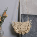 Summer Tassel Straw Shoulder Bag for Women Paper Rope Hook Hand-woven Casual Handbags Beach Travel Girls Crossbody Flap Bags. 