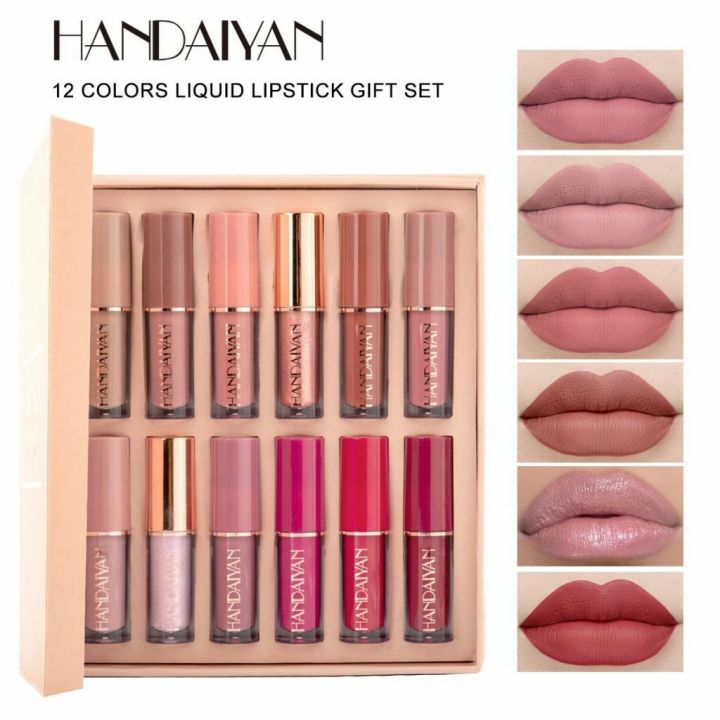 Handaiyan 12 Color Matte Liquid Lipstick Set Long-Lasting Smudge Proof