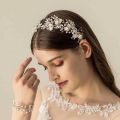 Women Silver Leaf Rhinestones Heabdand Wedding Hair Jewelry Bridal Hair Accessories for Bride Women.