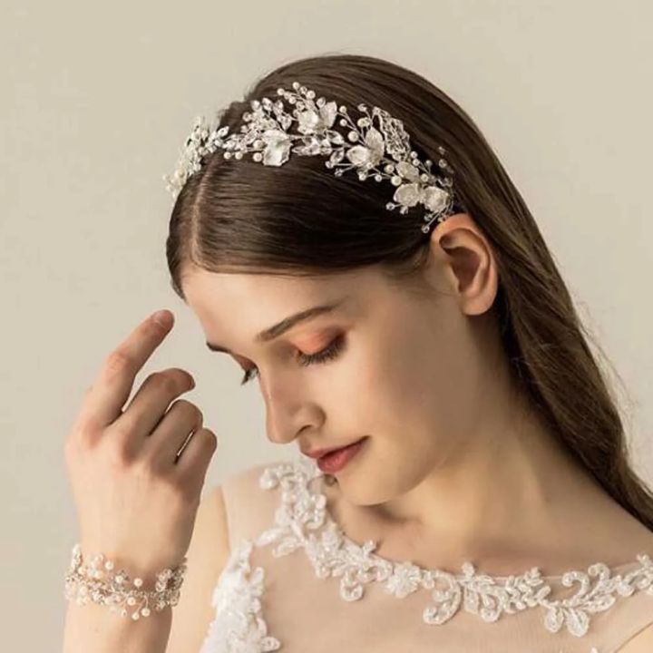 Women%20Silver%20Leaf%20Rhinestones%20Heabdand%20Wedding%20Hair%20Jewelry%20Bridal%20Hair%20Accessories%20for%20Bride%20Women%20-%20Image%202
