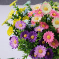 15 Heads Artificial Flowers Plastic Plants Wedding Garden In/Outdoor Decor Silk Daisy Plants Floral Arrangement Decors.