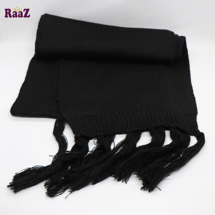 Black Winter Woolen Scarf, Soft Muffler Stylish Fashion Scarf For Men And Women