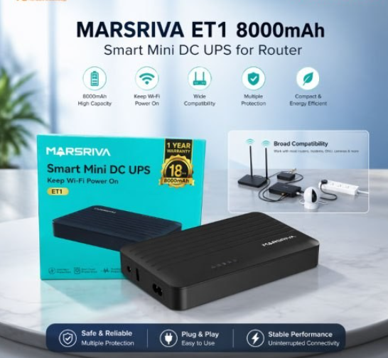 Marsriva ET1 8000mAh Smart Mini DC UPS