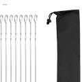 12Pcs Kabob Skewers for Grilling Metal Flat Stainless Steel Long BBQ Skewers 15 Inch. 