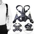【3C VictoryEagle】Wide Adjustable Four Clip-on X- Back Braces Suspenders.