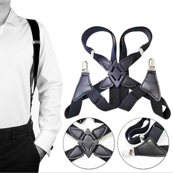 【3C VictoryEagle】Wide Adjustable Four Clip-on X- Back Braces Suspenders