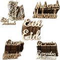 1set Wooden Plaque Ornaments Kareem Gift Eid Mubarak Decoration Accessories Ramadan Decoration Islamic Pendant Party Supplies. 