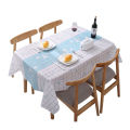 QI Household Checkered Tablecloth No-washing Anti-scalding Oil-proof Waterproof Dressing Table Mat Living Room Bedroom Table Cover. 