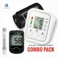 Fully Automatic Upper arm Digital Blood Pressure Monitor with Glucometer Machine with 10 Test Strips (Combo Pack). 