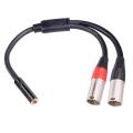3.5mm Stereo Female Jack to Dual-XLR 3 Pin Male Plug Y Splitter OFC Aux Audio Cable Three-Core Audio Adapter Cable. 