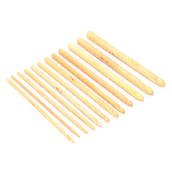 12x%20Crochet%20Hooks%20Bamboo%20Craft%20Knitting%20Needles%20For%20Crocheting%20Shawl%20ZR%20-%20Image%209