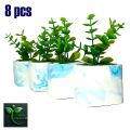 Mini Artificial Plant in Marble Finish Square Cement Pot – Stylish Desk & Shelf Decoration.