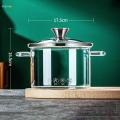 Glass Cooking Pot Kitchen Glass Cookware Simmer Pot for Tea Noodle Milk 1.8L. 