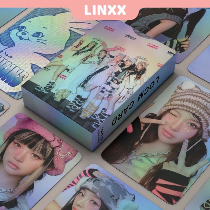 55 Pcs NewJeans BBA  Holographic Laser Card Kpop Photocards  Postcards  Series
