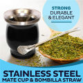Yerba Mate Gourd Set Double-Wall Stainless Steel Mate Tea Cup and Bombilla Set. 