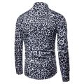Mens Fashion Leopard Print Shirt High Quality Long Sleeve Shirt Social Man Casual Party Homme Shirt.
