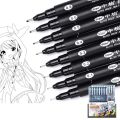 BRADOO- Sipa 8Pcs Black Thin Liner Pens Mini Liner Fineliner Drawing Pens for Artist Illustration Technical Drawing Office Documents.