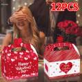 12x Valentine's Day Treat Boxes Portable Paper Box for Dessert Cookie Sweets. 