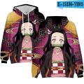 Black Hooded 3D Comic Kimetsu no Yaiba Hoodies Sweatshirts Men Women Hoodie 3D Demon Slayer Boys Girls Suitable Pullovers.
