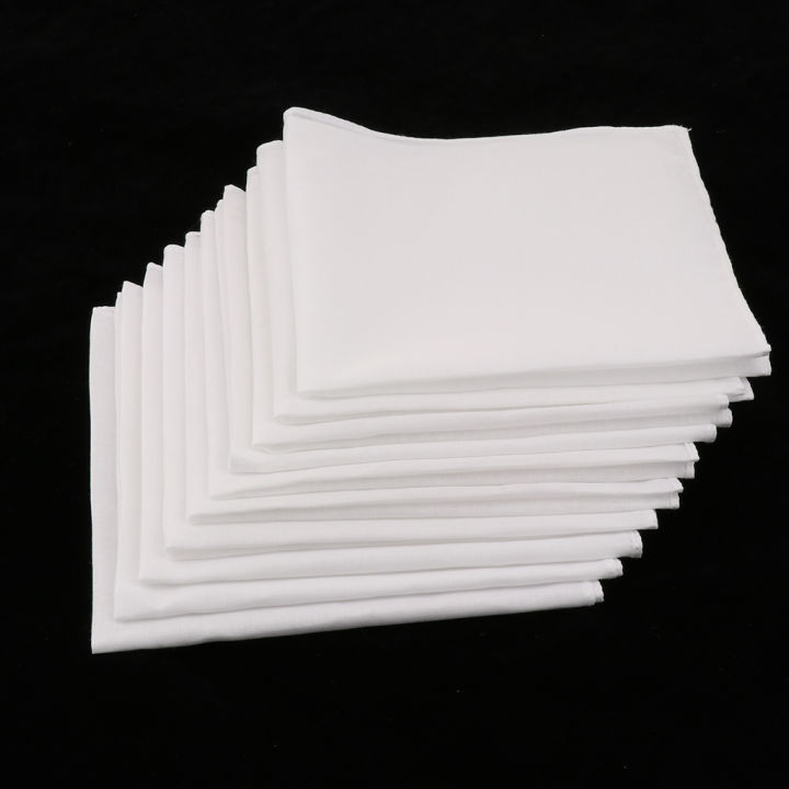 5/10pcs Mens White Handkerchiefs Cotton Square Super Soft Washable Hanky Chest Towel Pocket Towel for Wedding Eating food