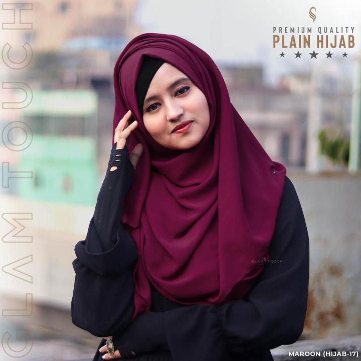 Glam Touch - Premium Quality (80X30) Full Coverage Diamond Georgette Plain Hijab