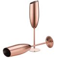 Set of 2 Stainless Steel Flutes Gles Rose Unbreakable Shatterproof.